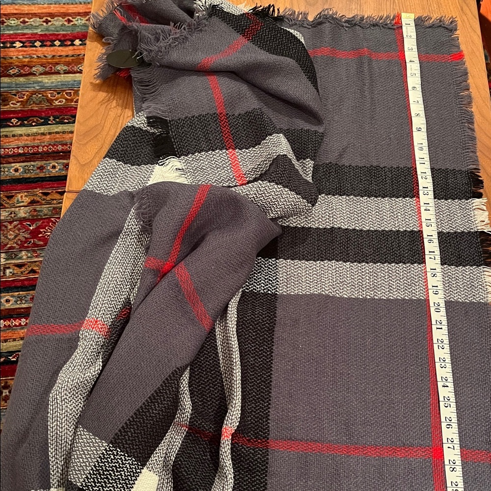 Joy Susan Scarf Wrap Shawl Cozy Throw-Gray, Red, Black and White - Picture 6 of 8